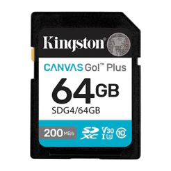Cartão Memória Kingston Canvas Go Plus 64GB 200MB/s V30 U3