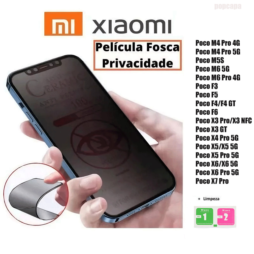 Kit Película Para Xiaomi Mi Poco X7 X6 X3 F5 X5 F3 X4 M6 F6 M5S F4 M4 Pro NFC GT 4G 5G Privacidade Fosca Macia em Oferta na Shopee