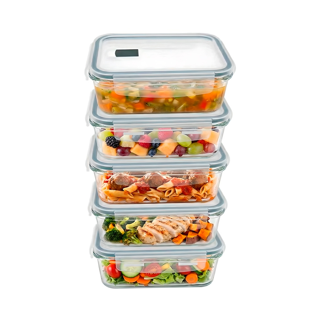 Pote Vidro Hermético Life 880ml Refeição Marmita, Forno 5pcs