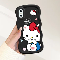 Capinha Para iPhone X XS Capa Silicone Macio Protetora De Telefone Simple Hello Kitty Case MKL0097