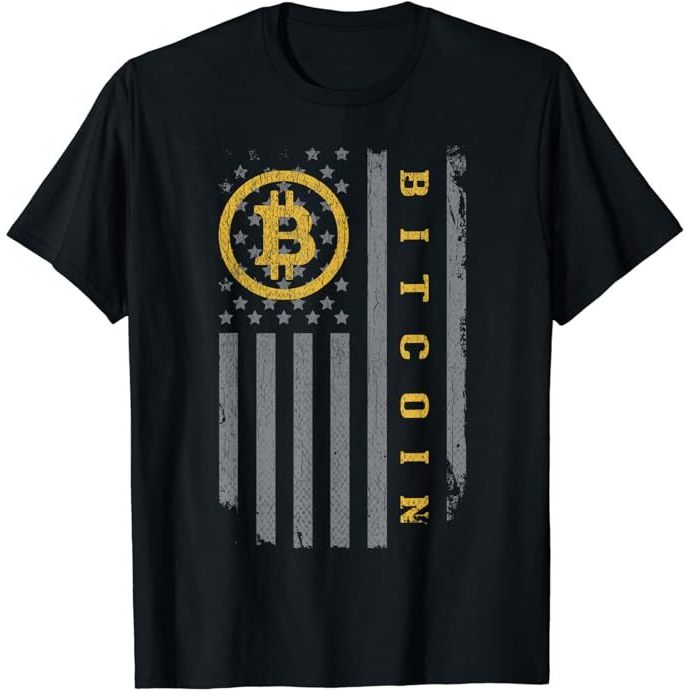 Nova Bandeira Dos Eua Bitcoin Angustiado Moeda Digital Btc Camiseta