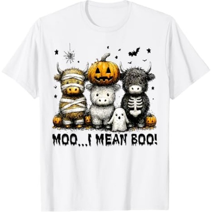 Ghost Cow Moo I Mean Boo Roupa De Halloween Camiseta Engraçada Para Amantes De Vacas