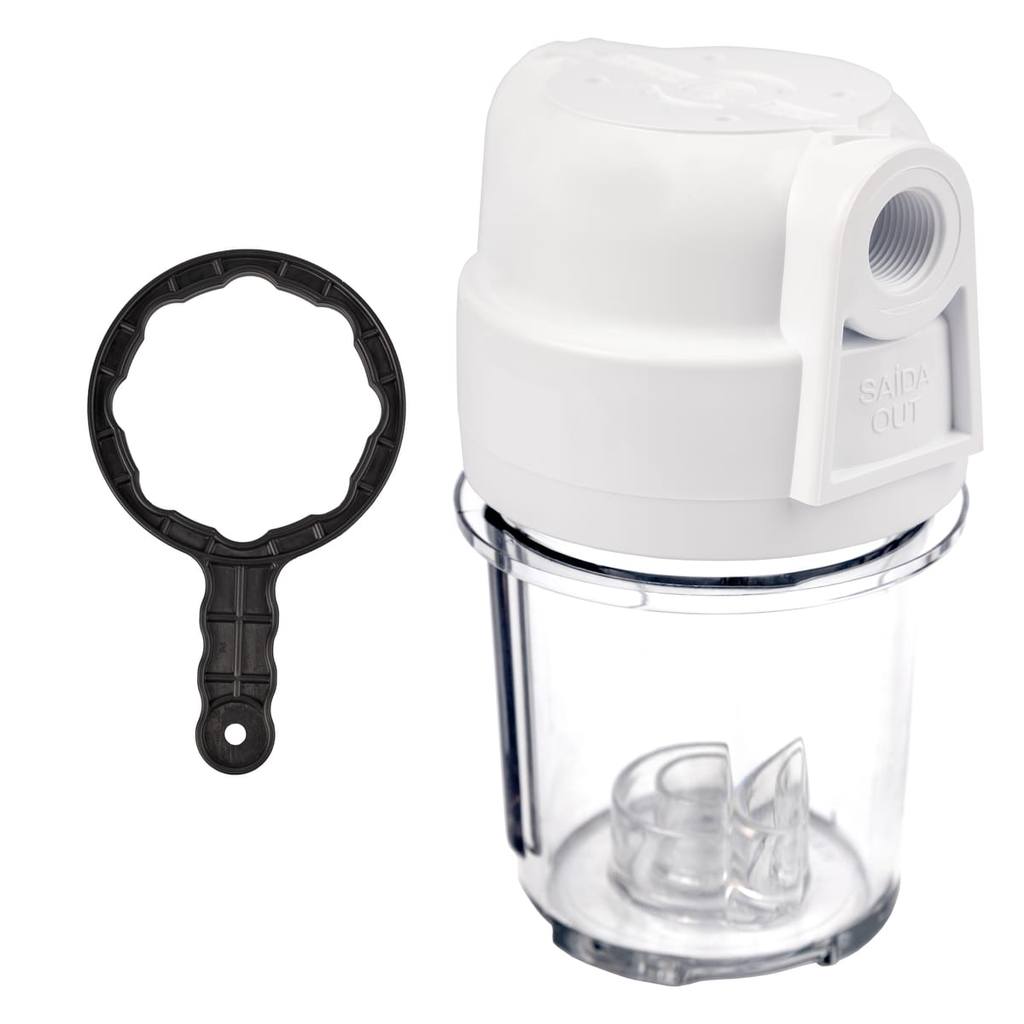 Carcaça Filtro Água 5" Polegadas Conexão 1/2" Sem Suporte Transparente Caixa D'água Máquina Lavar Chuveiro