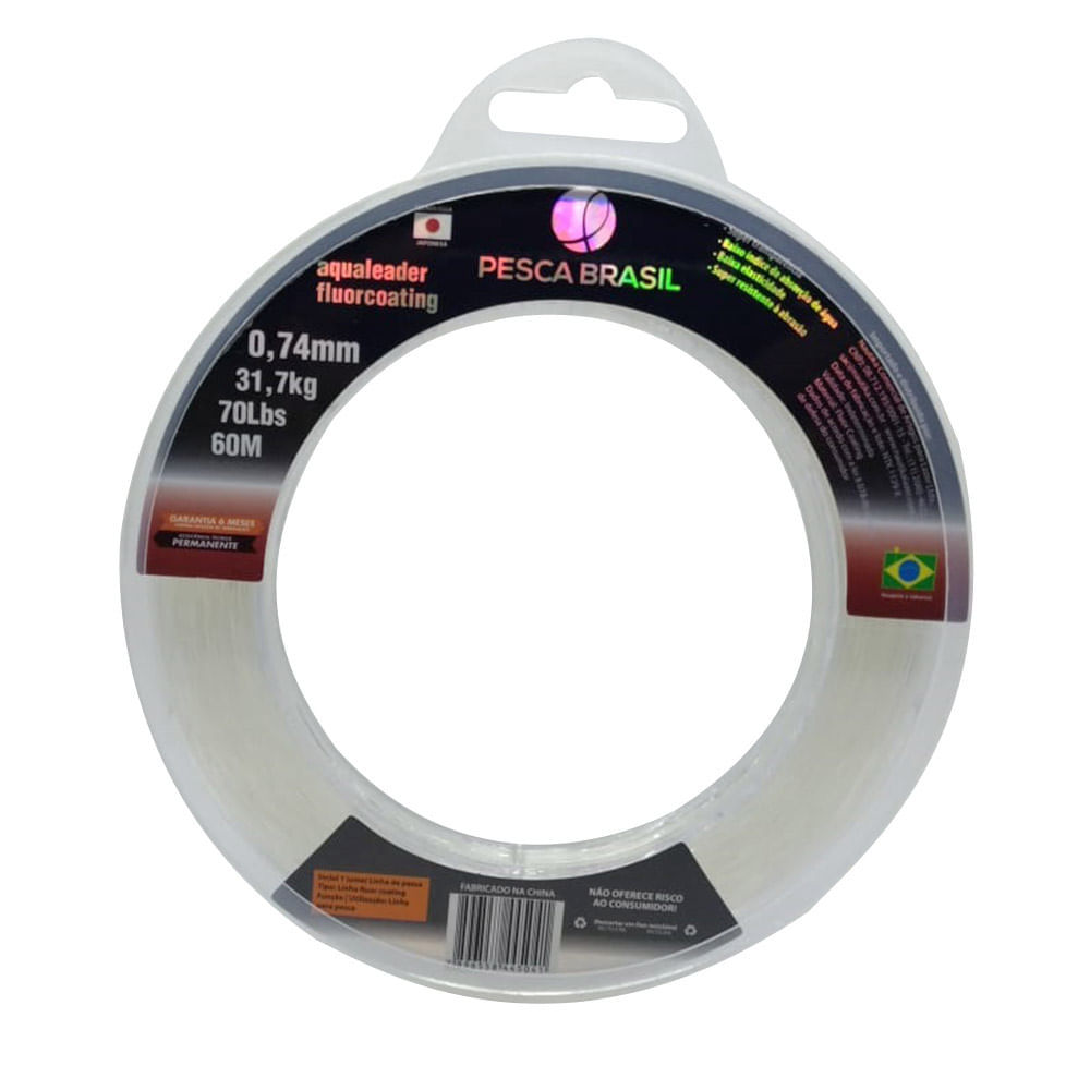 Linha Leader Aqualeader Fluorcoating 0,62mm 50lb 22,7kg 60m Pesca Brasil Fluorcarbono