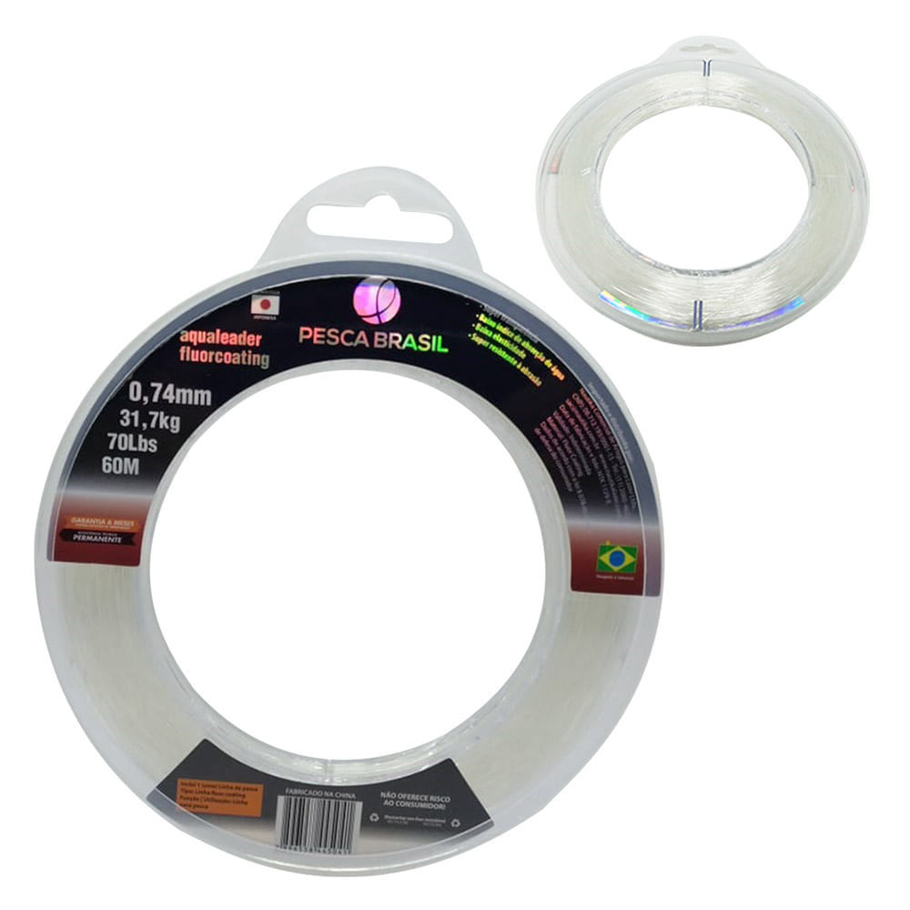 Linha Leader Aqualeader Fluorcoating 0,62mm 50lb 22,7kg 60m Pesca Brasil Fluorcarbono · foto 2