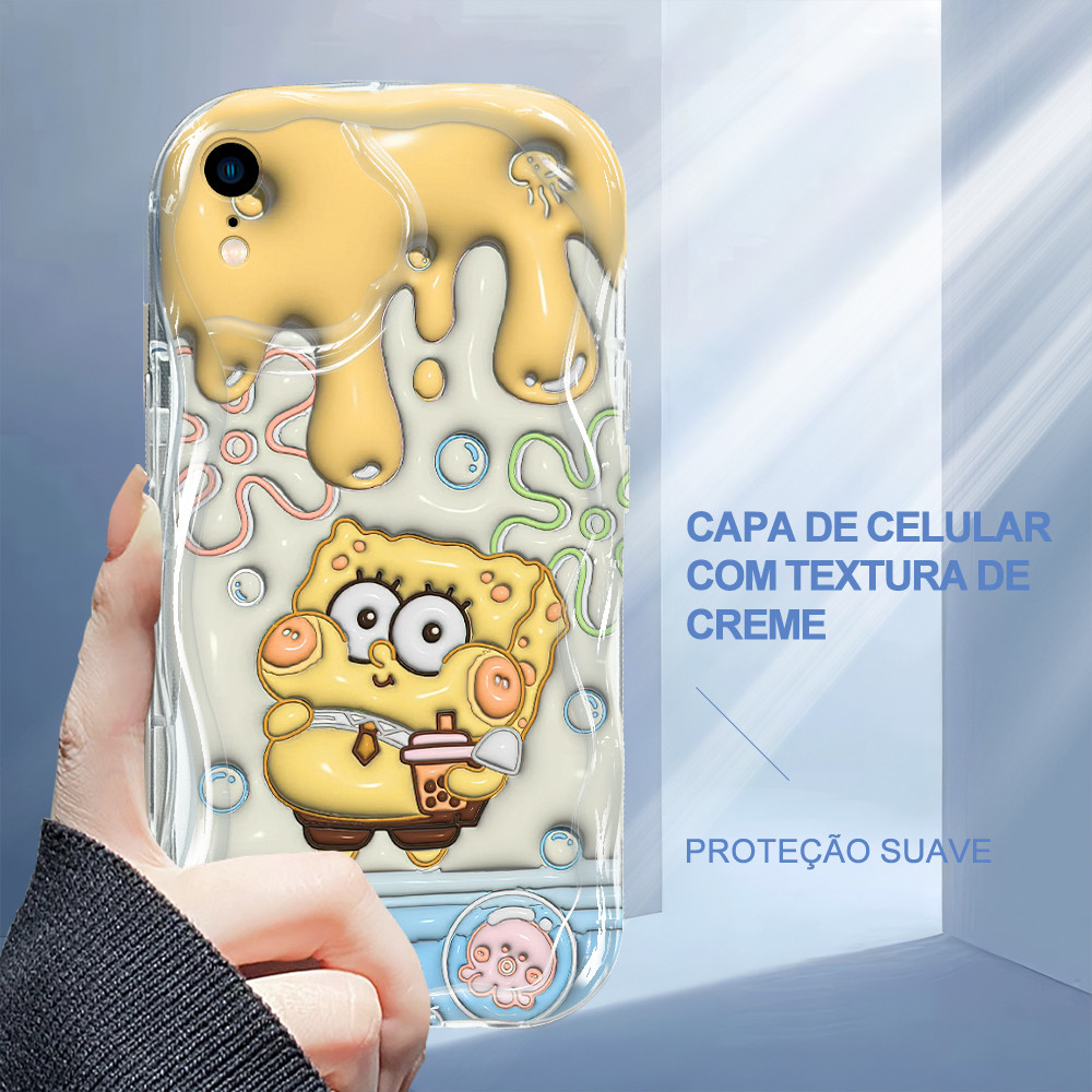 Capa Para iPhone XR Capinha De Celular Com Creme Textura 3320 Case NYW