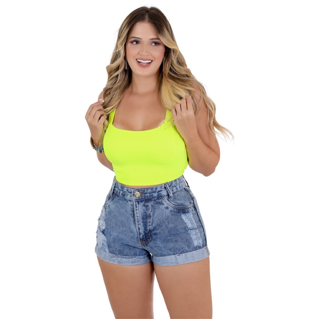 Short Feminino Jeans Detonado Curto,Good Look Multimarca