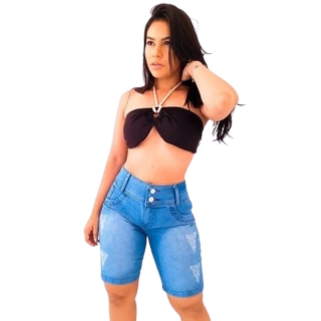 Short Feminino Jeans Claro Ciclista,Good Look Multimarca