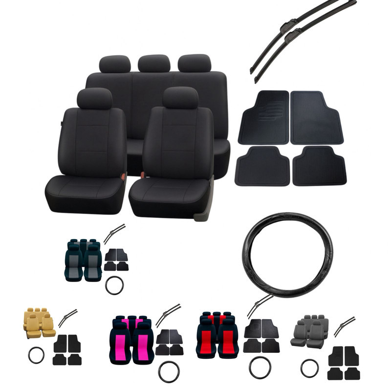 kit capa de banco automotivo carro completo tapete volante  limpador risma 2007 2012