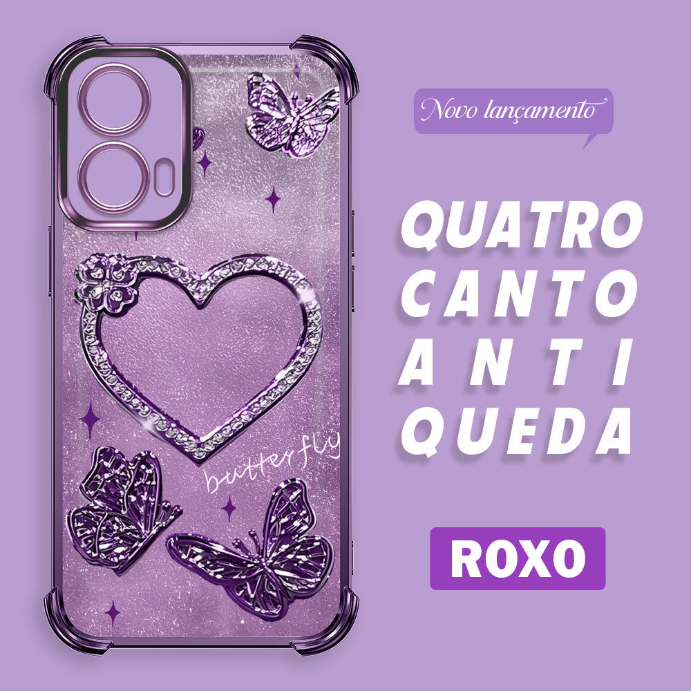Capinha Anti Impacto Transparente Borboleta Capa Para Motorola Moto G24 Case De Celular 0694SJ em Oferta na Shopee