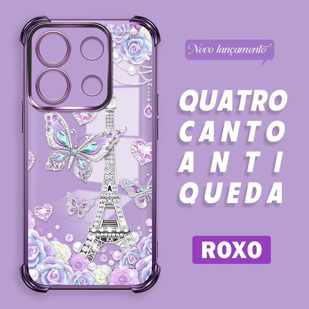 Capinha Anti Impacto Transparente Borboleta Capa Para Xiaomi Poco X6 Redmi Note 13 Pro 5G Case De Celular 0485SJ em Oferta na Shopee