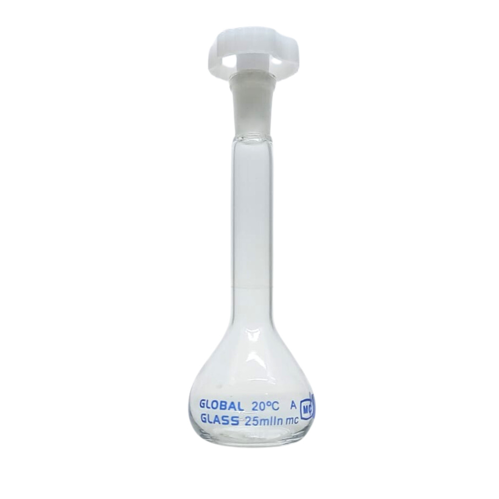 Balão Volumétrico Vidro com Rolha de Polietileno 25 ml - Combo com 5 Peças
