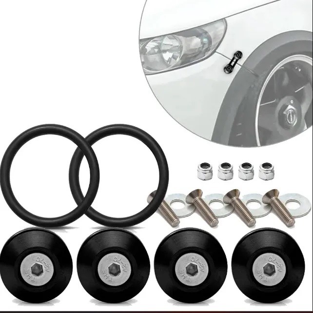 Kit 4 Anilhas Trava de Fixação do Para-choque Para Fiat Toro Idea Linea Preto