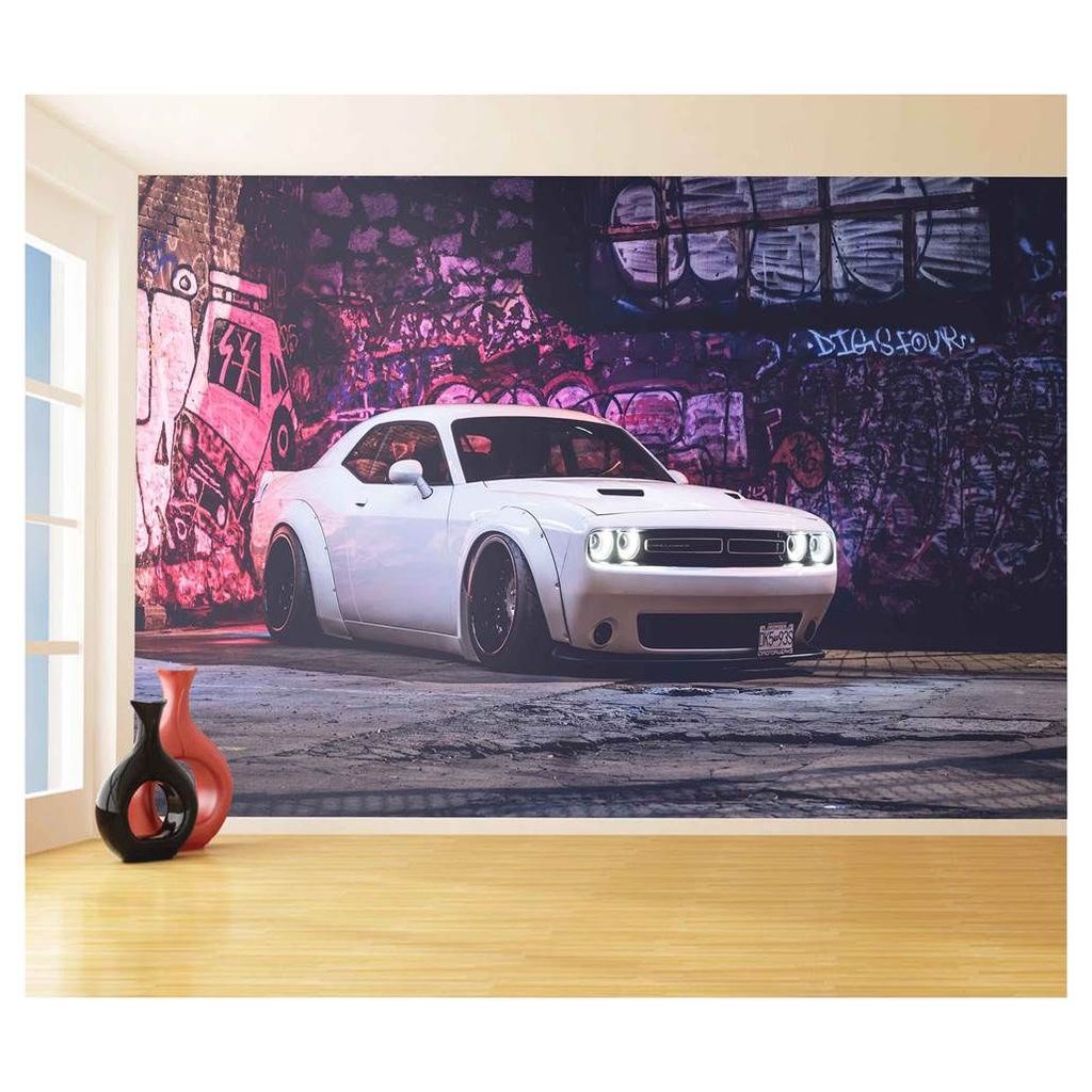 Adesivo de parede carro dodge challenger stance garagem oficina loja papel de parede m² CAR 069