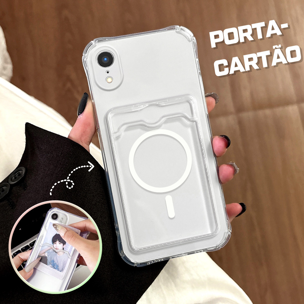 Capinha Transparente Porta Cartão Capa Para iPhone XR Anti impacto Luxo De Celular KB6158 em Oferta na Shopee