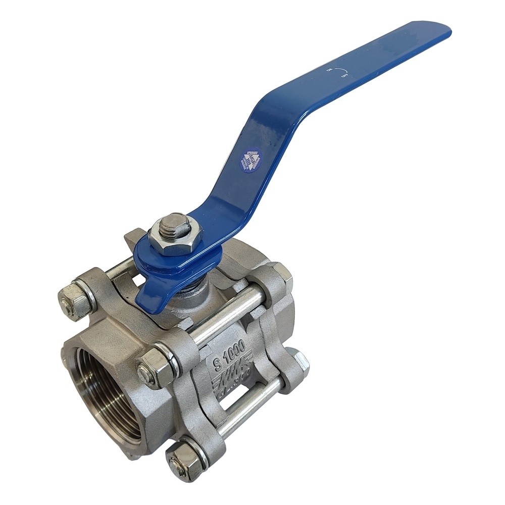 VÁLVULA ESFERA TRIPARTIDA CF8 (INOX) PASSAGEM PLENA CL300 SI 3/4 BSP