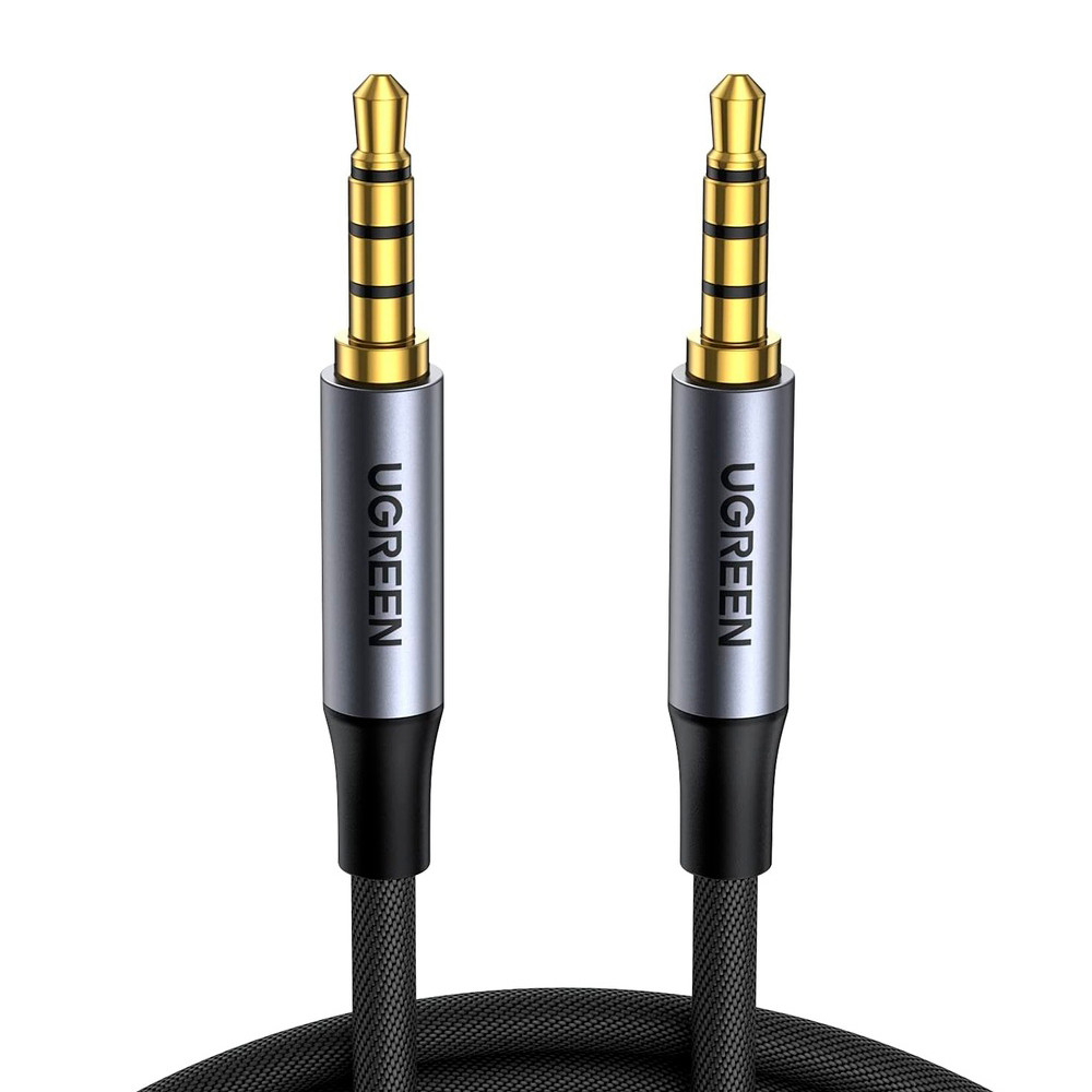 Cabo Áudio Auxiliar P2 Estéreo Ugreen Trançado 90cm Preto em Oferta na Shopee