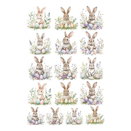 Decalque Porcelana Forno Caseiro - Páscoa Coelhos