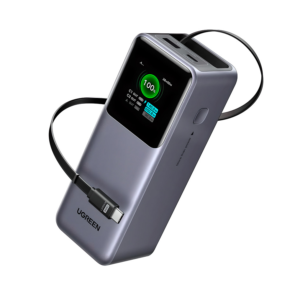 UGREEN Power Bank Portátil 20000mAh 165W Cabo Usb C Retrátil