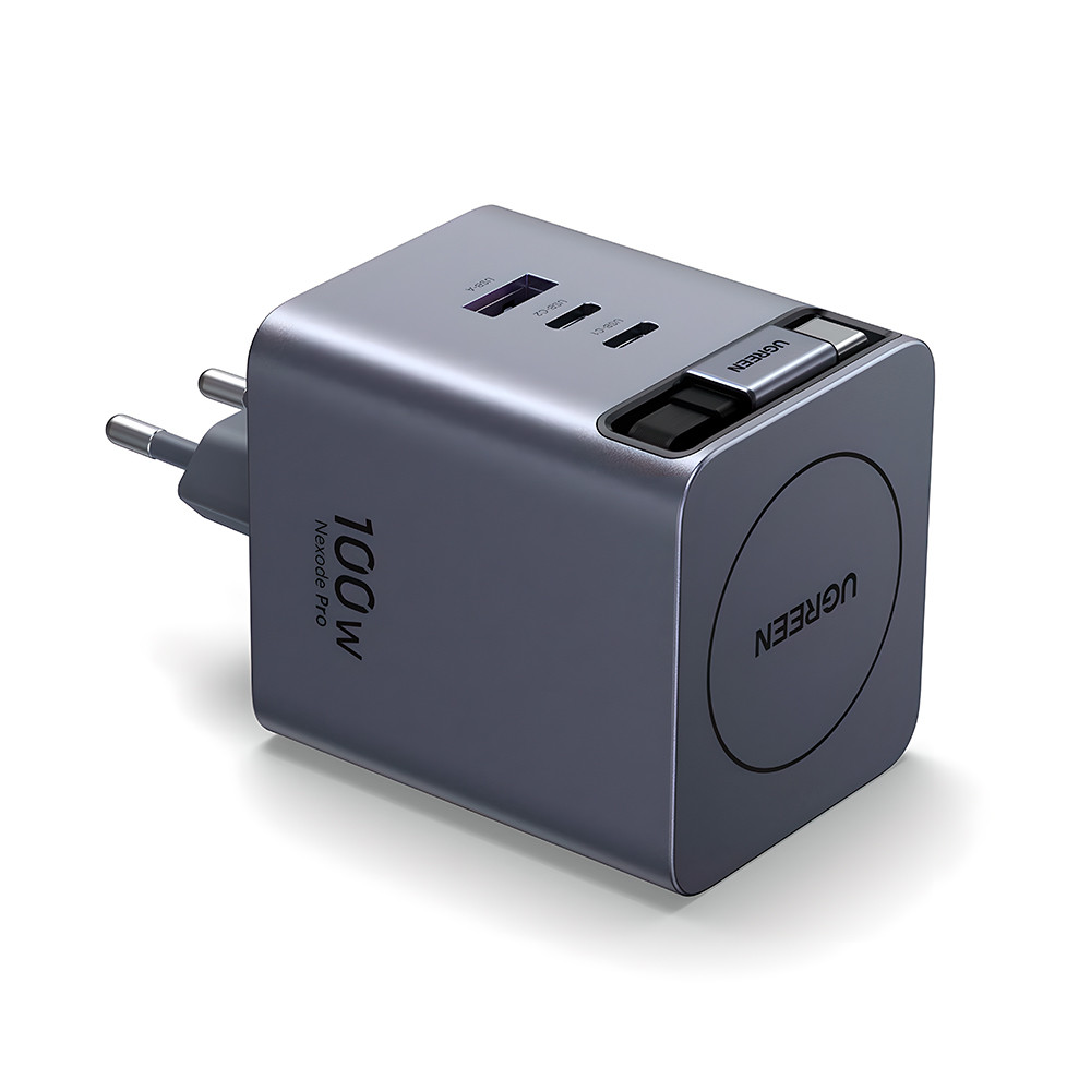 Carregador UGREEN GaN 100W Porta USB-A/C Cabo USB-C Retrátil em Oferta na Shopee