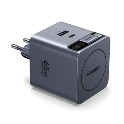 Carregador Ugreen GaN 65W Portas Usb A/C Cabo Usb C Retrátil