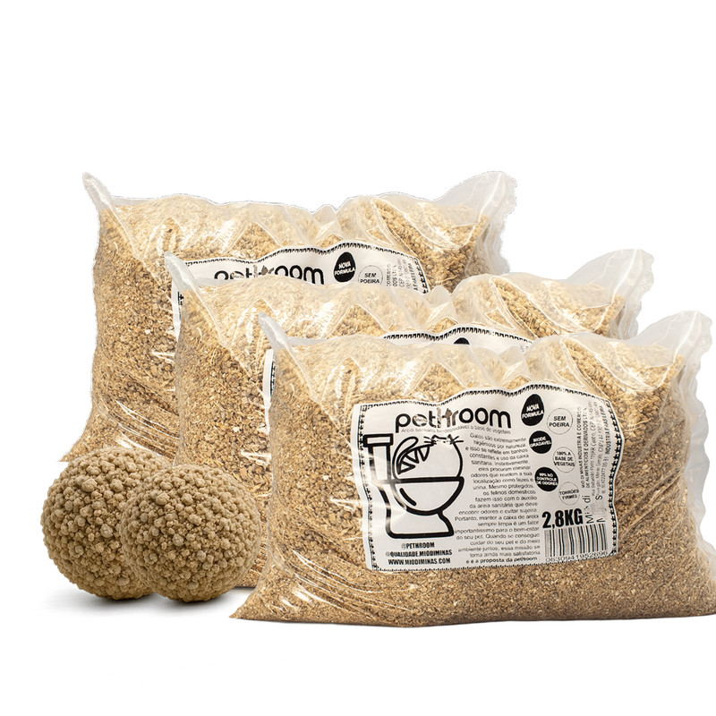 Combo 8.1 kg Areia para Gato de Milho e Mandioca Biodegradável Zero Odor Econômica