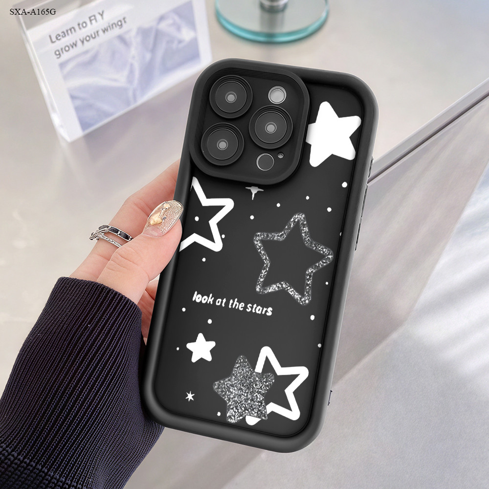 Capinha Estrelas Preto Para Samsung Galaxy A17 A16 A15 A14 A13 A12 4G 5G Capa de Silicone Macia Anti-queda Case TY5569