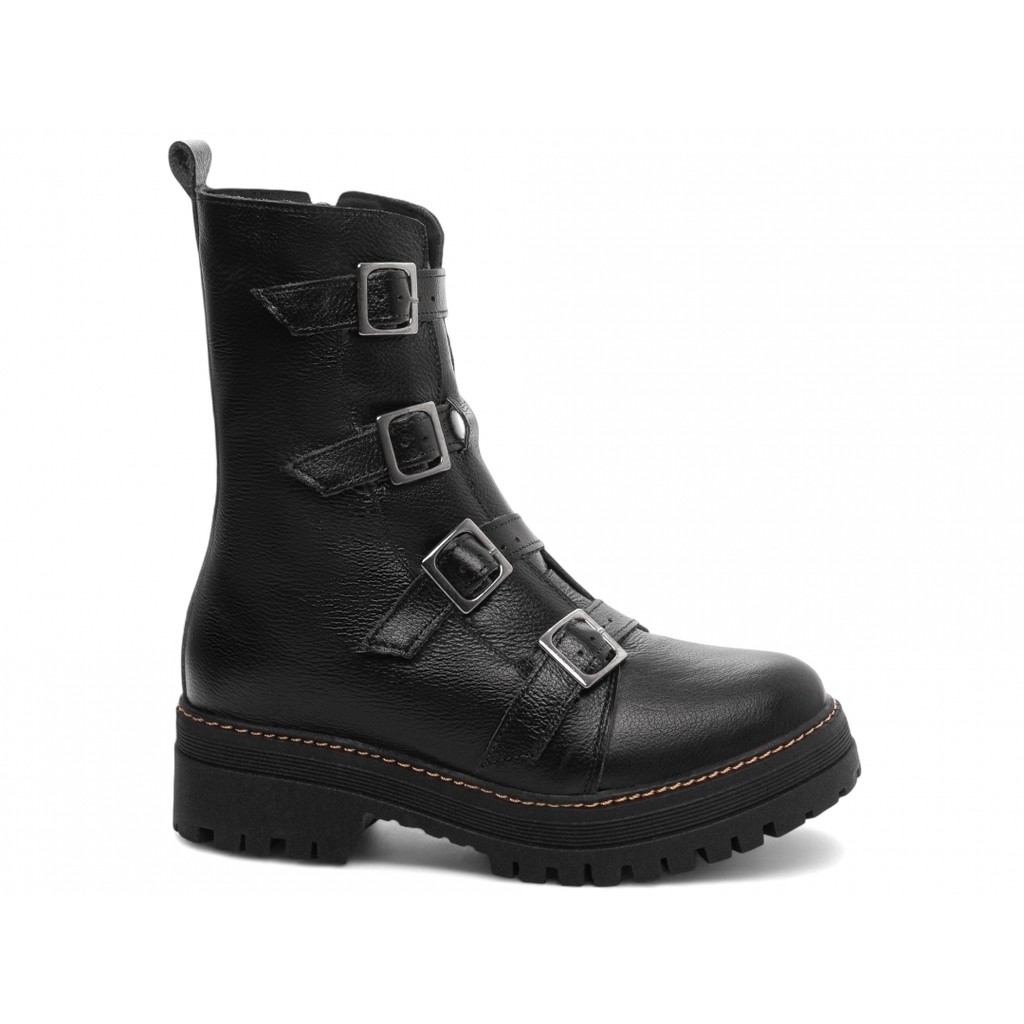 [MODA FEMININA] Bota Coturno Sola Tratorada Couro | Torricella | Preto