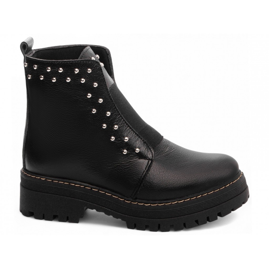 [MODA FEMININA] Bota Coturno Sola Tratorada Couro | Torricella | Preto