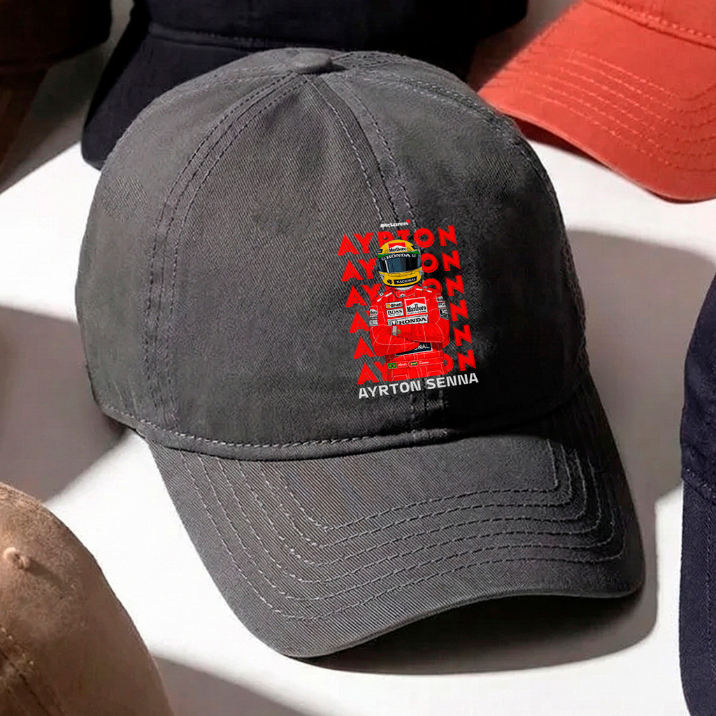 Boné baseball strapback Ayrton Senna Capacete Vermelho McLaren F1