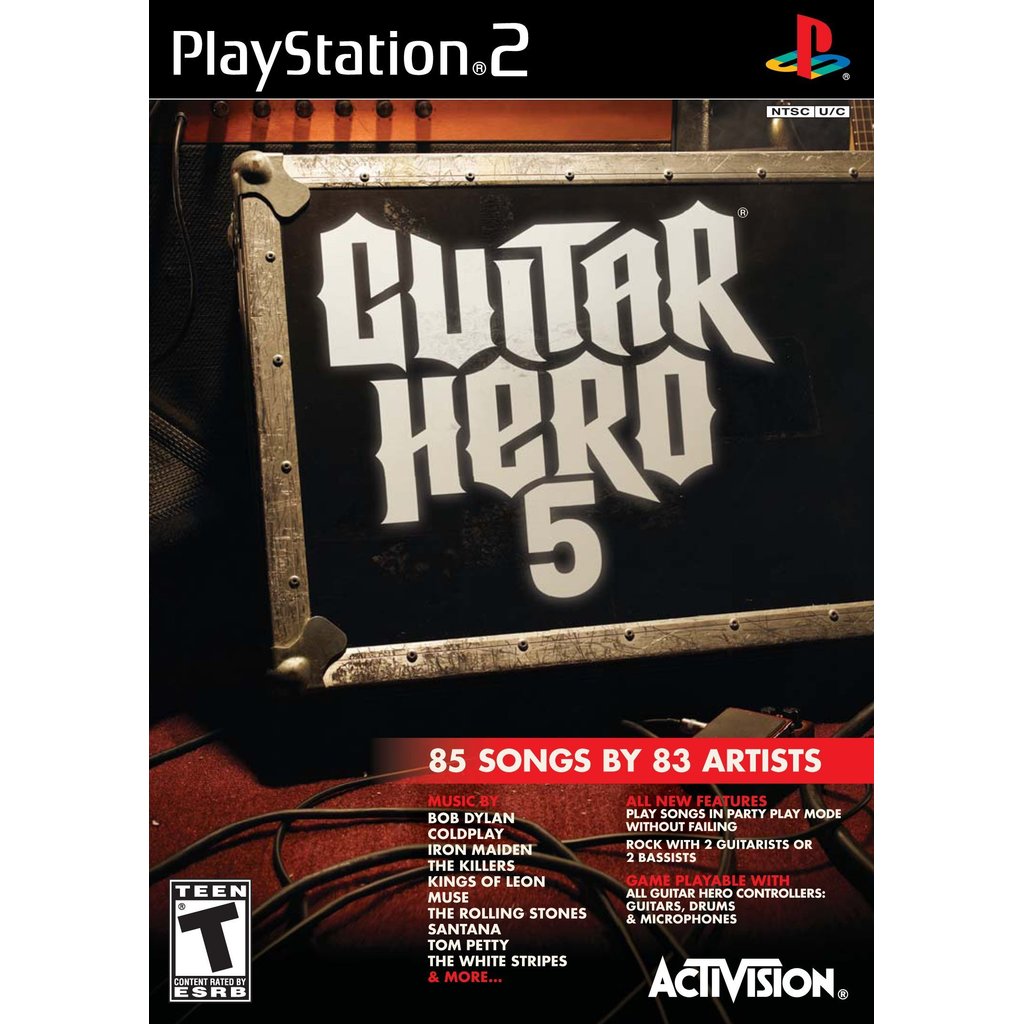 Jogo Guitar Hero 5 Playstation 2 Com arte no disco