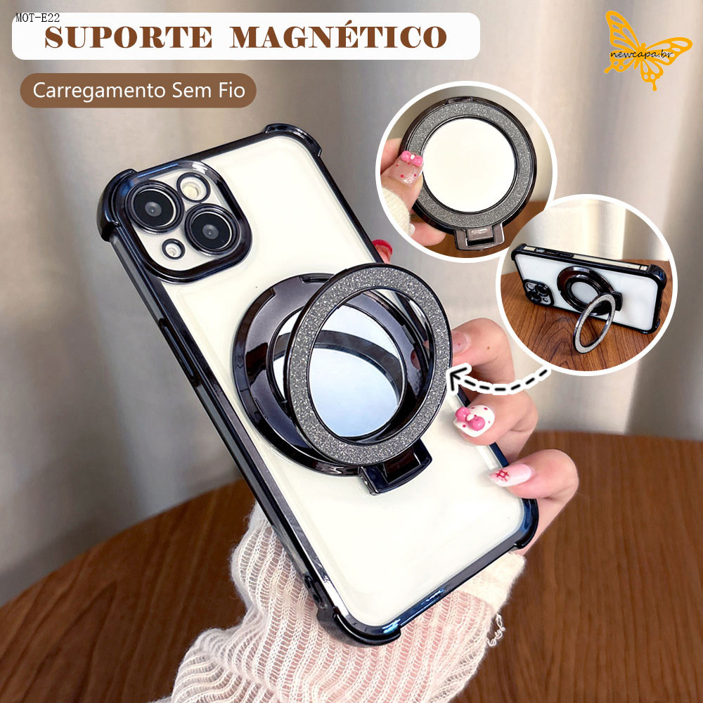 Com Support Capinha Para Motorola Moto G35 G15 G05 G75 G60 G32 E22 E13 E14 Edge 