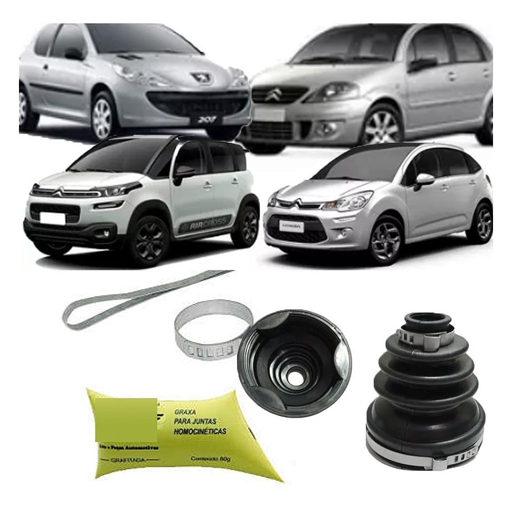 KIT COIFA HOMOCINÉTICA LADO CÂMBIO TRIPOIDE TRIZETA C3 1.4/1.6 AIRCROSS 206 207 208 CITROEN PEUGEOT 03 04 05 06 07 08 09