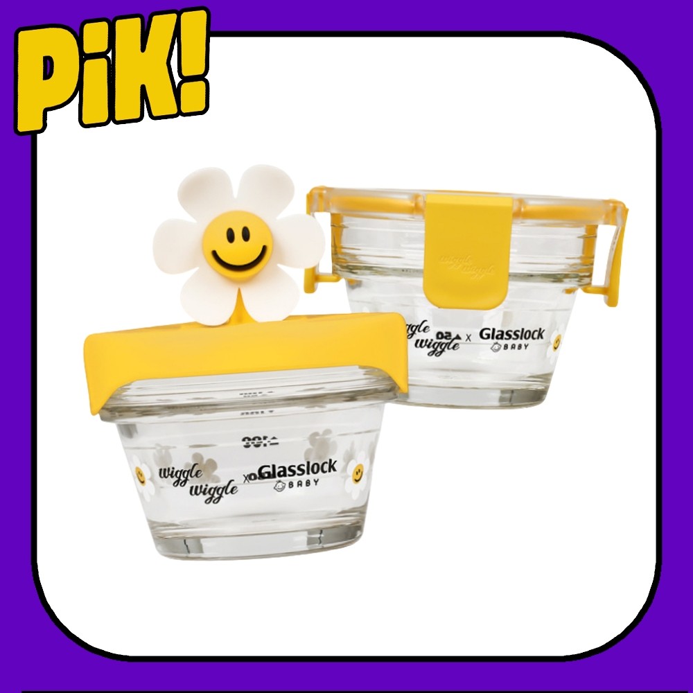 < Wiggle x Glasslock > Recipiente De Vidro Para Comida De Bebê 280ml Conjunto De 2 Unidades (Pacote nobox)