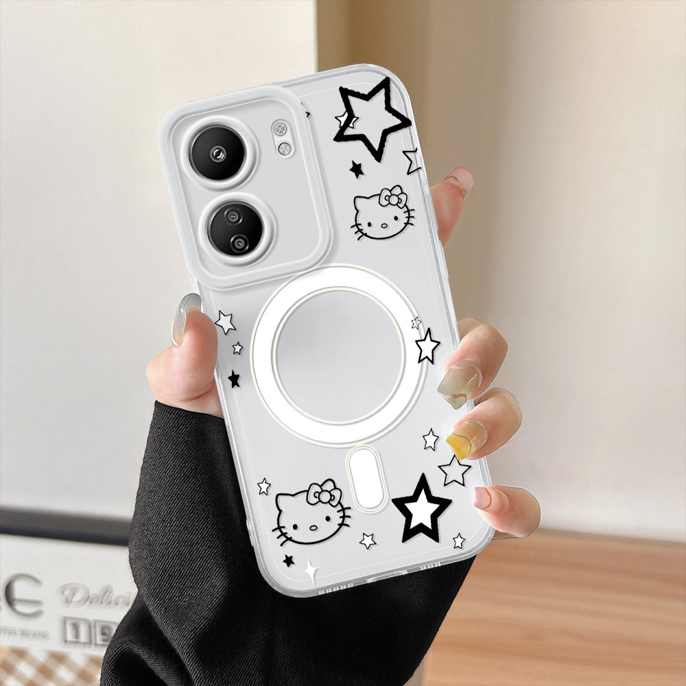 Capinha Capa Para Xiaomi Redmi 13C 4G Bonito Estrela Transparente Silicone De Celular 0117TSY