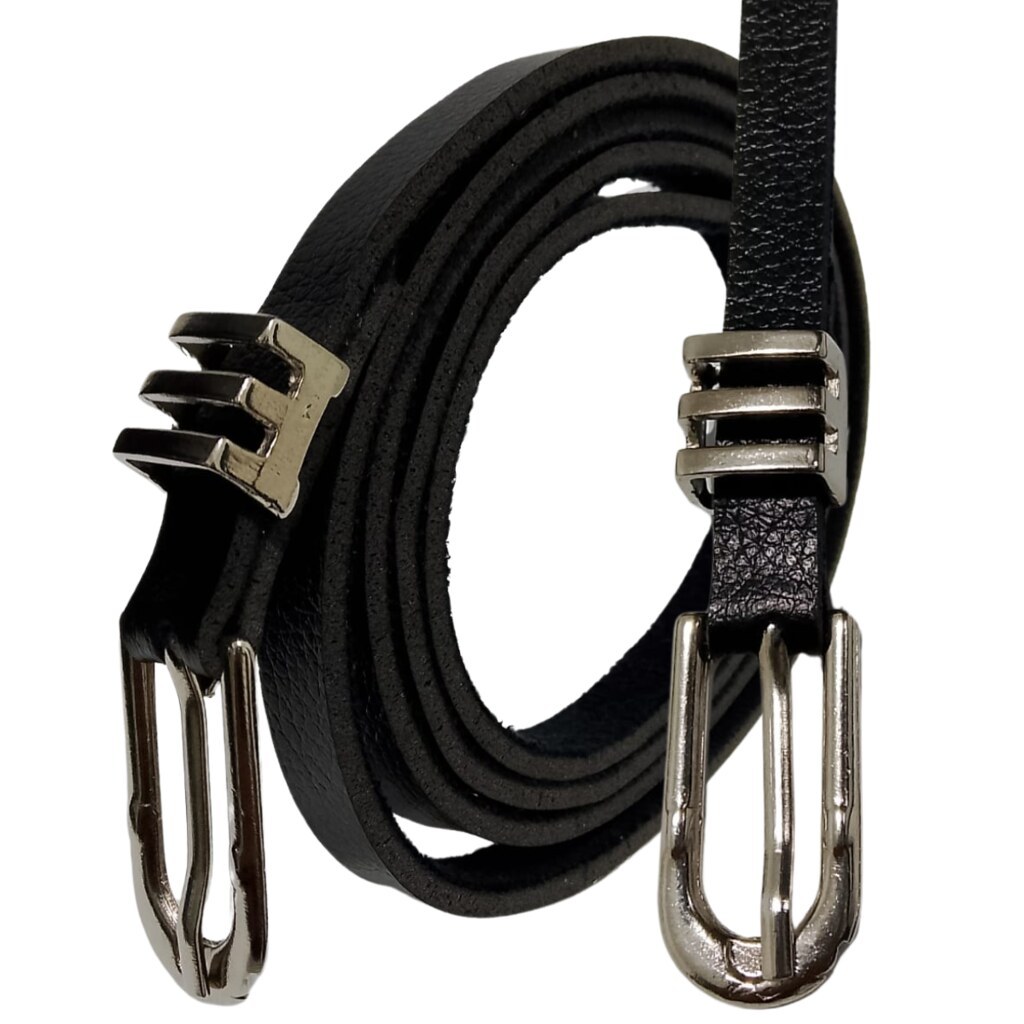 Cinto Feminino Preto Couro sintético Fino Fivela Reforçada, Achadinho shopee