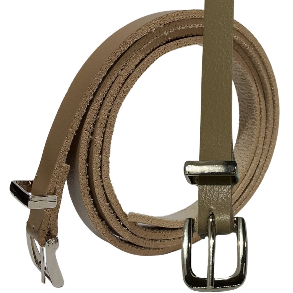 Cinto Feminino Bege Couro sintético Fino Fivela Reforçada, Achadinho shopee