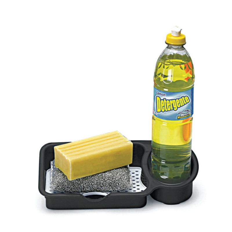 PORTA DETERGENTE C/ TELA P/ SABAO + ESPONJA PRETO em Oferta na Shopee