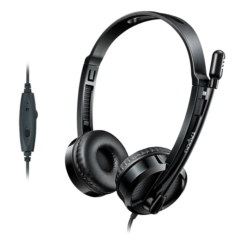 Headset Rapoo H100 Fone De Ouvido Com Microfone P2 P3 3.5mm PC Notebook Celular - Redutor de Ruído