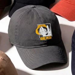 Boné Aba Curva Luffy One Piece Anime Personagem Unissex Ajustável Streetwear Preto
