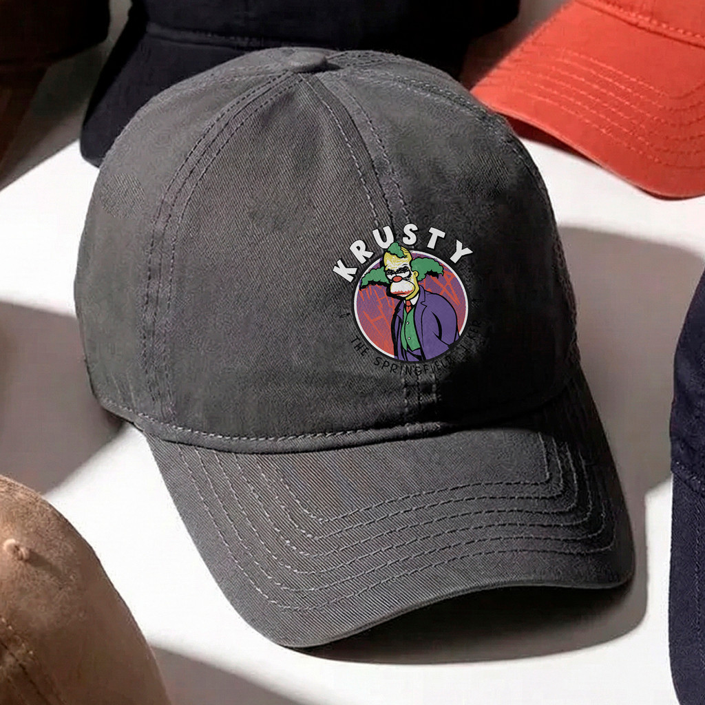 Boné Aba Curva Krusty O Palhaço Simpsons Joker Unissex Ajustável Streetwear Bege