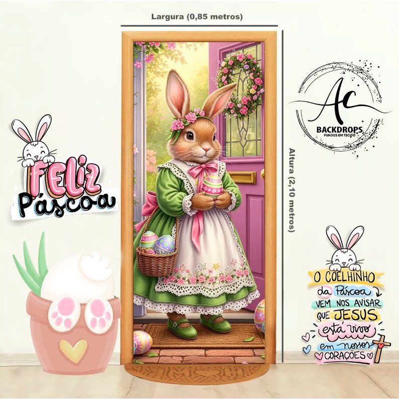 🐰🌸 CAPA VESTE PORTA DE PÁSCOA 2026 CAPA DECORATIVA EM TECIDO SUBLIMADO VARIOS MODELOS NOVOS em Oferta na Shopee