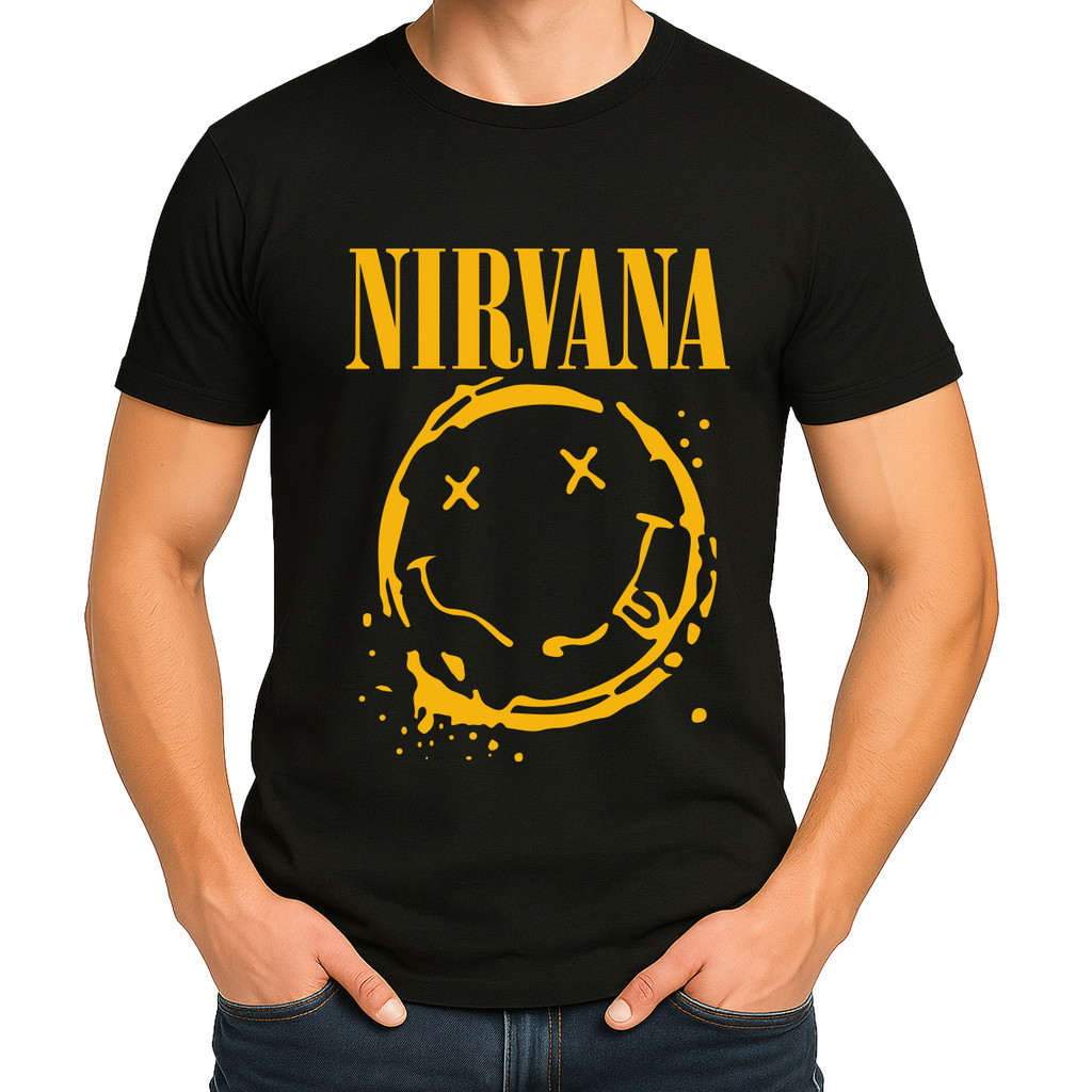 Camisa Camiseta de Algodão Masculina Feminina Unissex Banda de Rock Nirvana md6