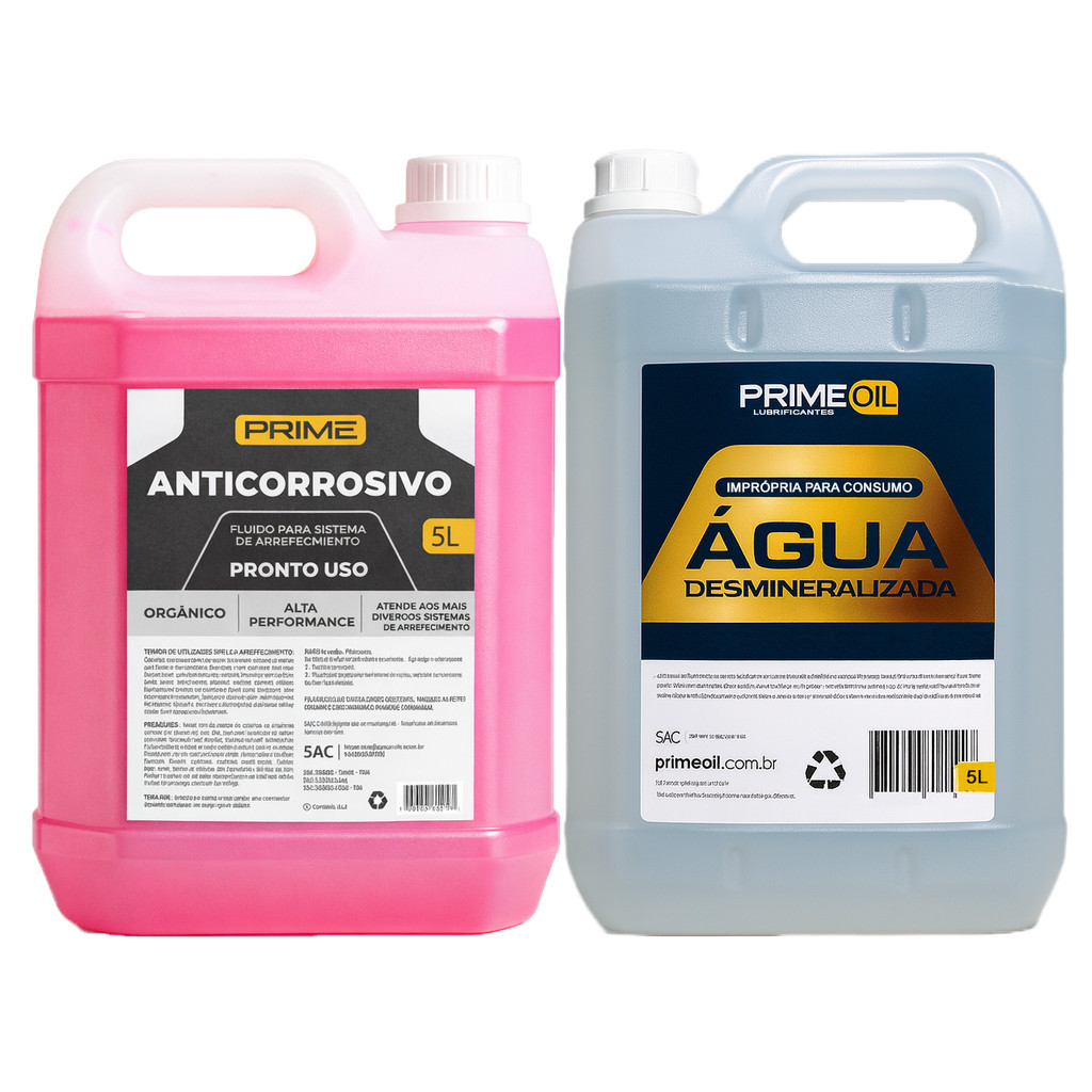Kit Arrefecimento 10L Fluido Radiador Rosa Pronto Uso 5L + Água Desmin 5L Antifervura Anticongelante em Oferta na Shopee