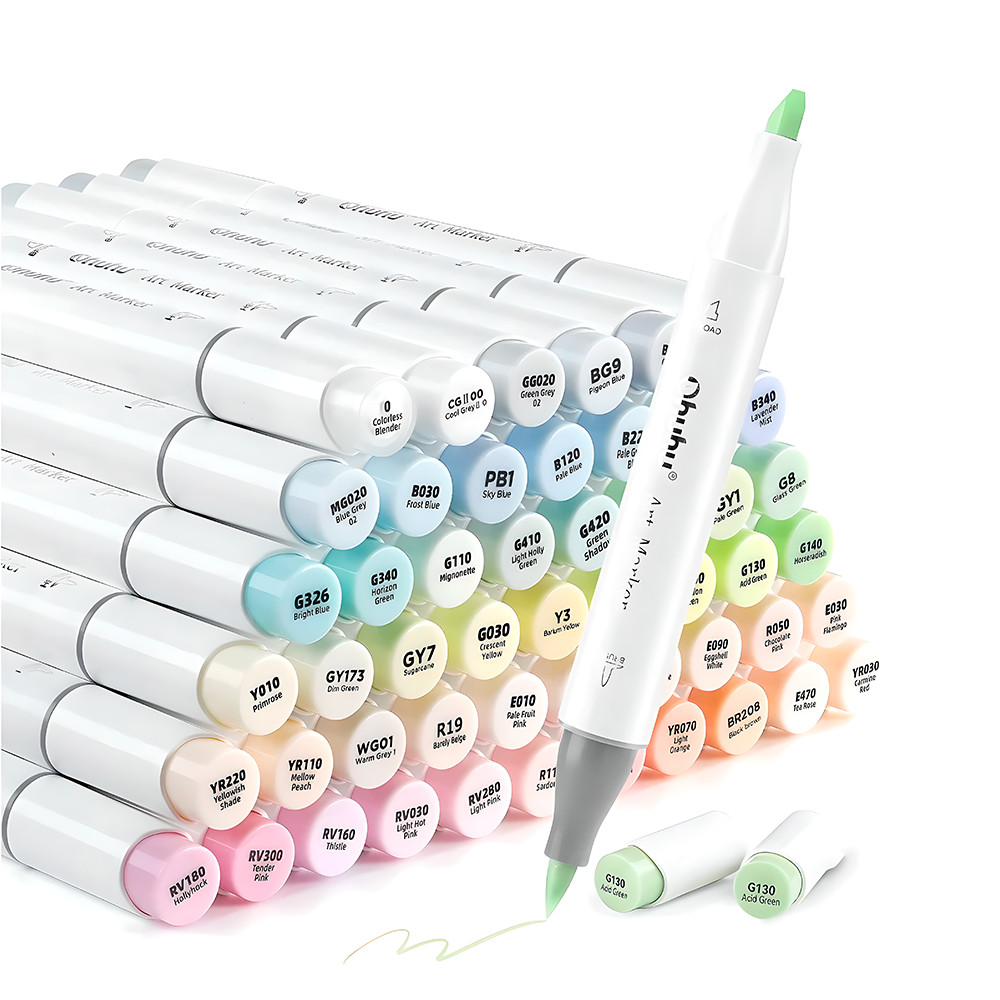 Kit Marcadores Ohuhu Honolulu 48 Cores Ponta Dupla Pastel em Oferta na Shopee