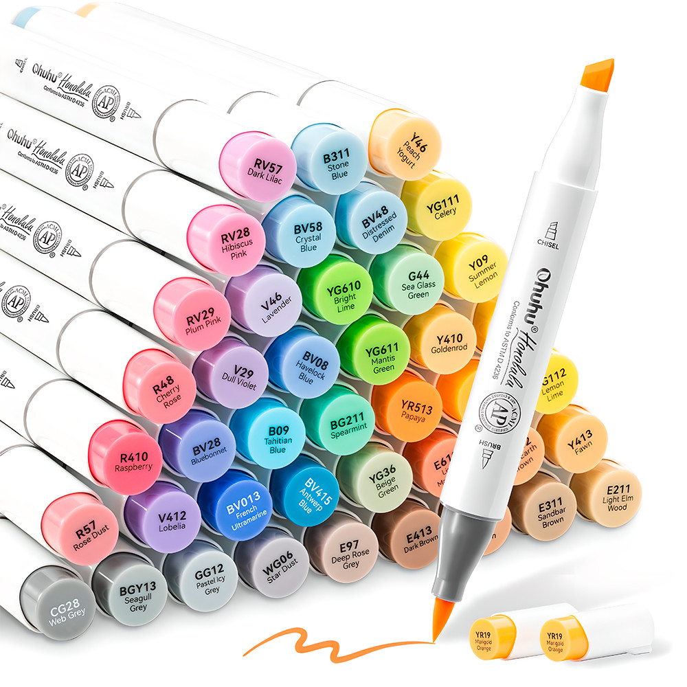 Marcador Álcool Ohuhu Honolulu 48 Cores Dupla Ponta Arte em Oferta na Shopee