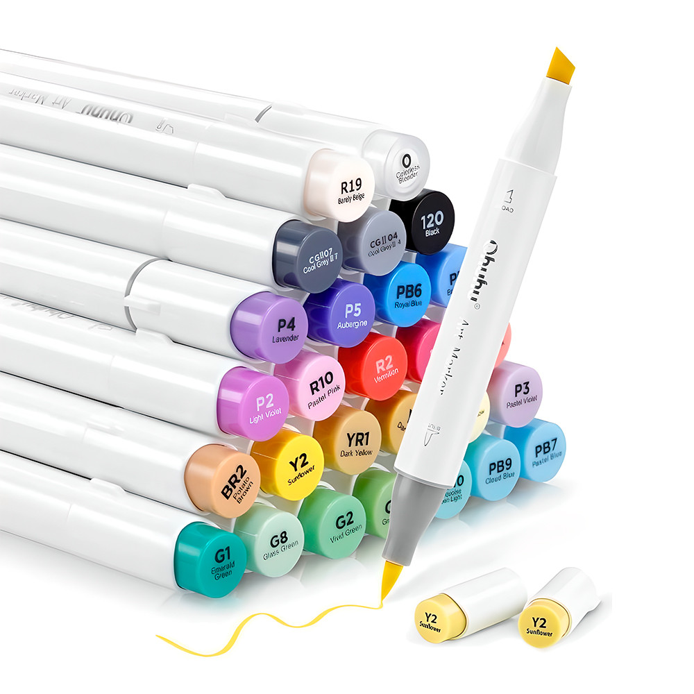 Marcadores Álcool Ohuhu Honolulu 24 Cores Dual Tips Desenho em Oferta na Shopee