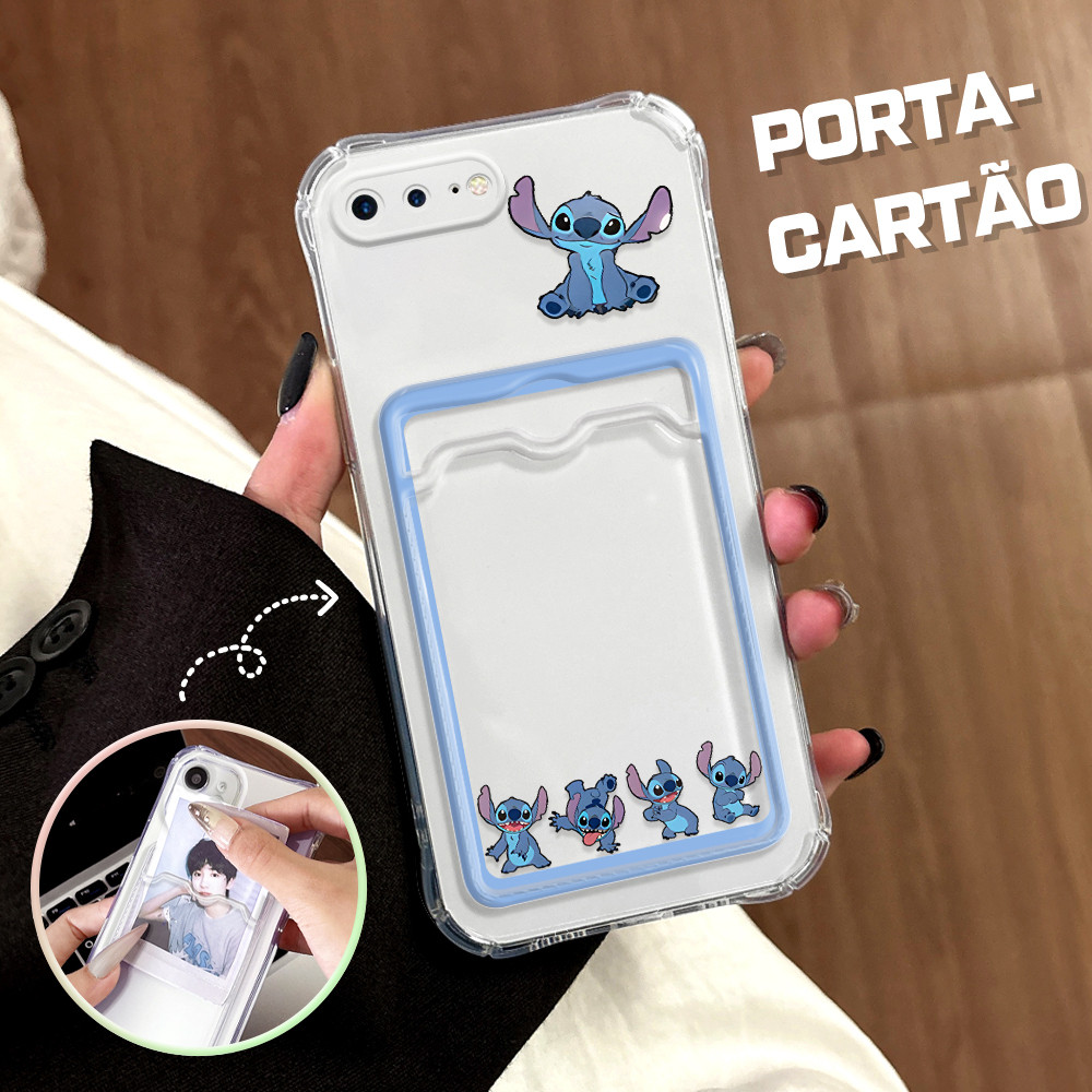 Capinha Com Porta-Cartões Para iPhone 7 8 Plus Capa De Luxo Stitch Case KB 6008