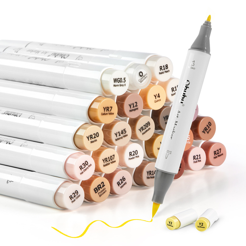Ohuhu Marcadores Tons Pele Dual Brush Chisel Alcool Arte em Oferta na Shopee