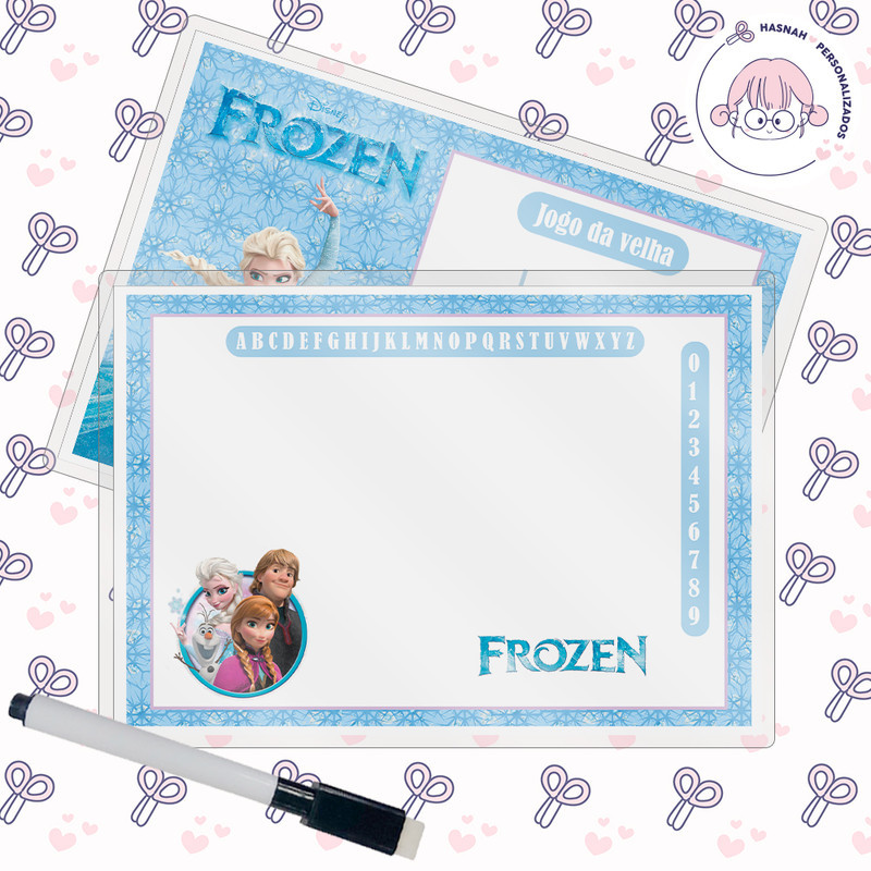 Lousa Mágica + Caneta Com Apagador Tema Frozen Festa Infantil Lembrancinha